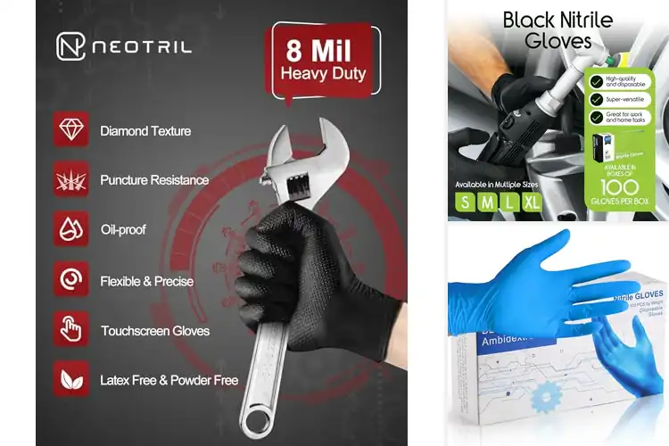 Detailed view of Best Automotive Cleaning Gloves: Diamond Grip Latex-Free