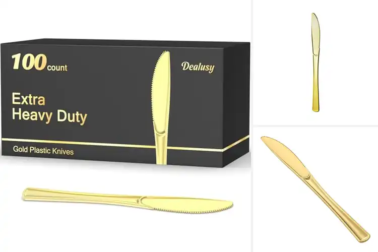 Detailed view of Best Gold Plastic Knives