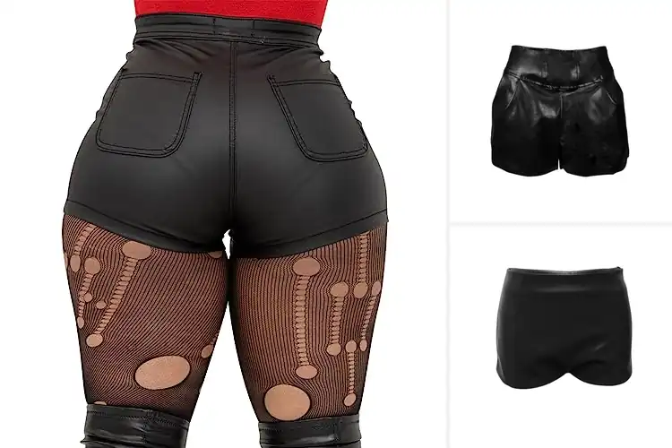 Detailed view of Best Women’s Faux Leather Shorts